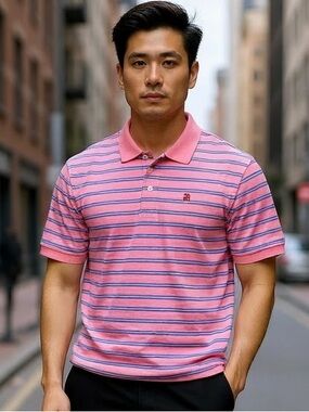 Izod Pink Striped Polo Shirt